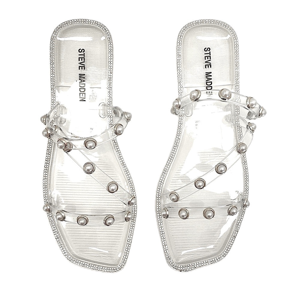 STEVE MADDEN NONII Clear/Pearl Embellished Sandals. Women's Size 7